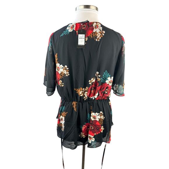 NWT City Chic Valencia Faux Wrap Tie Babydoll Blouse Floral Top Plus Size M 18 - Picture 11 of 14